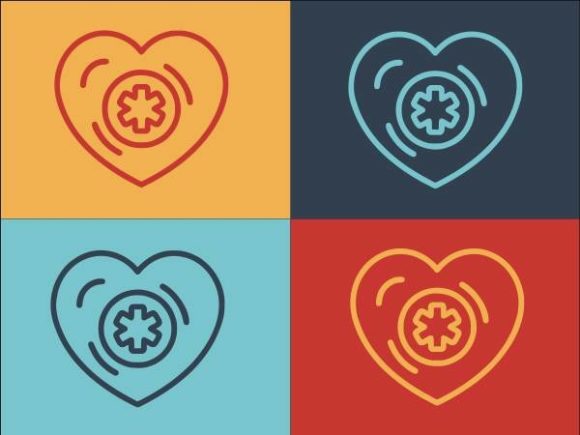 Medical Cross in Heart: Modern Graphics for Logos