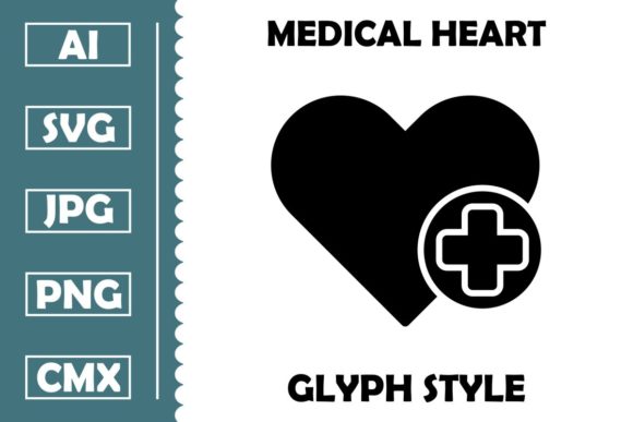 Medical Heart Vector Glyph Icon Design for Graphics