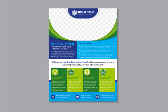 Medical Vertical Flyer Blue Green Graphics & Print Templates